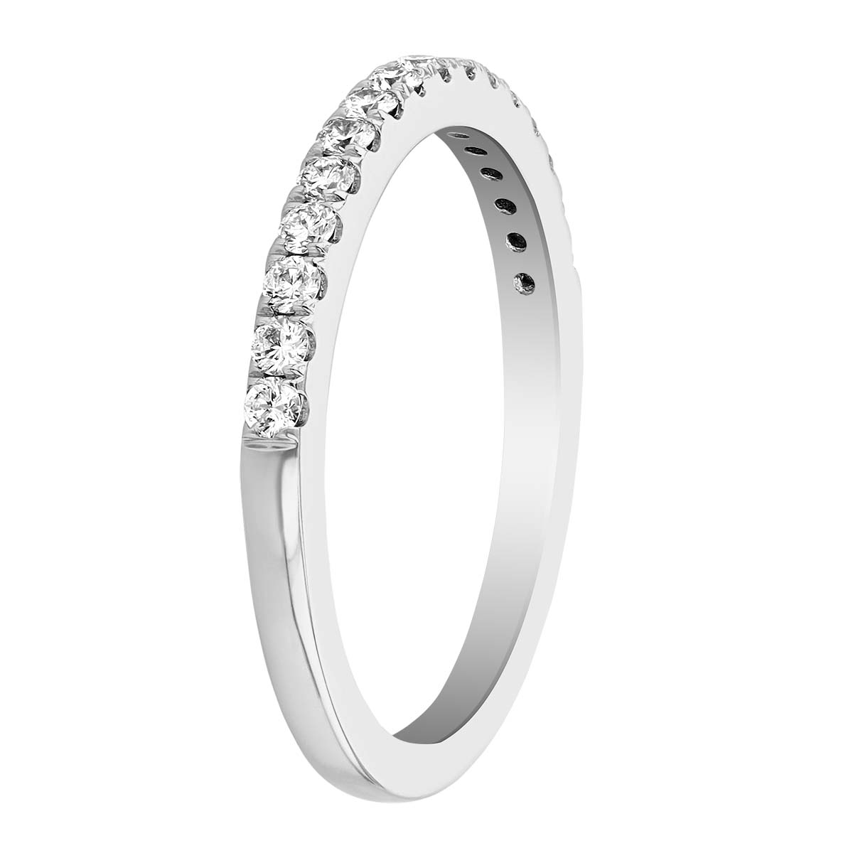 Diamond Half Shank Shared Prong Wedding Band in White Gold, .25 cttw